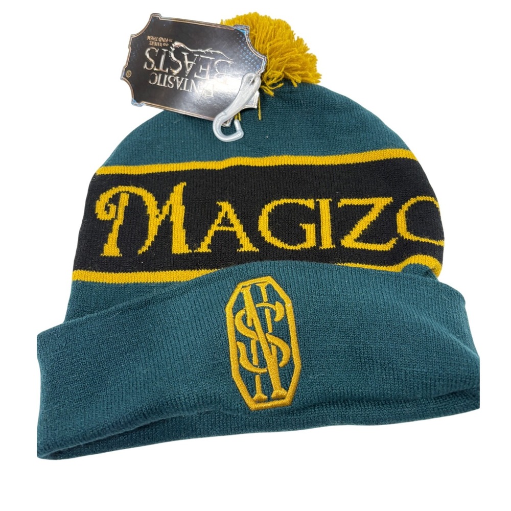 Fantastic Beasts Magizoologist Knit Beanie Hat Teal Yellow Bioworld New NWT